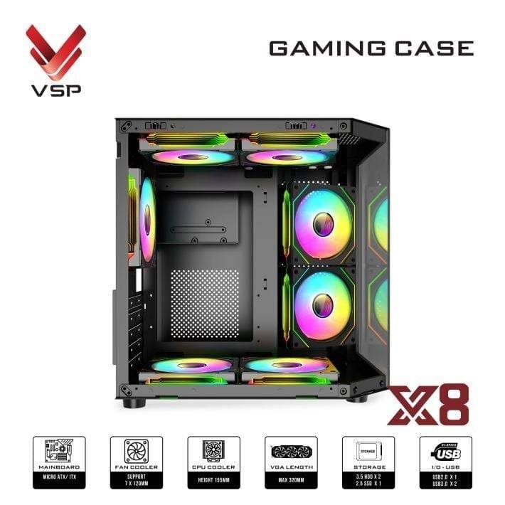 Vỏ Case VSP X8 Đen/Black | MATX (không kèm fan) 2