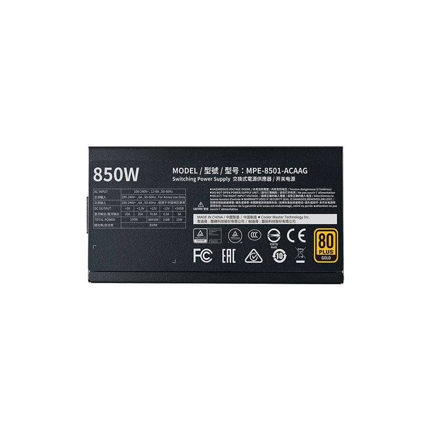 Nguồn máy tính COOLERMASTER MWE 80 Plus Gold 850 V2 Full Modular 850W Đen/Black 10