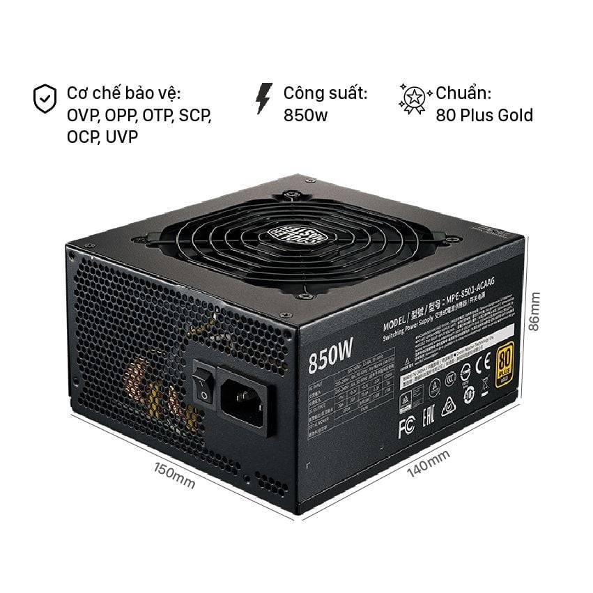 Nguồn máy tính COOLERMASTER MWE 80 Plus Gold 850 V2 Full Modular 850W Đen/Black 15