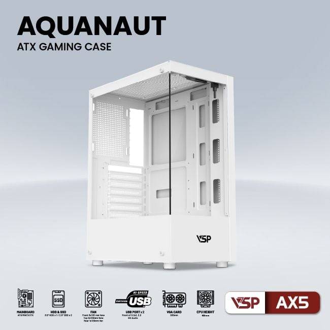 CASE VSP AX5 AQUANAUT GAMING ATX WHITE NEW ( KHÔNG KÈM FAN) 2