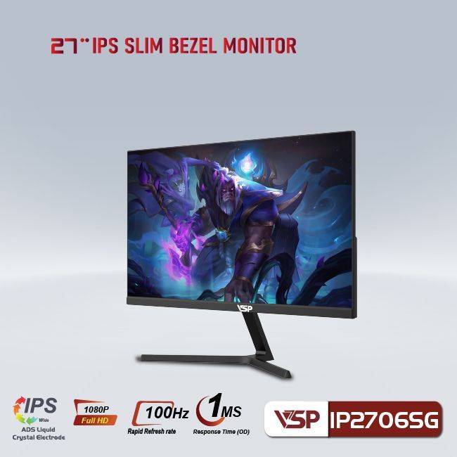 Màn Hình Phẳng VSP IP2706SG 27'' FHD 100Hz 1ms Tràn Viền - Black/Đen