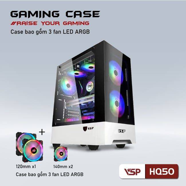 CASE VSP HQ50 WHITE-BLACK (KÈM 3 FAN ) NEW