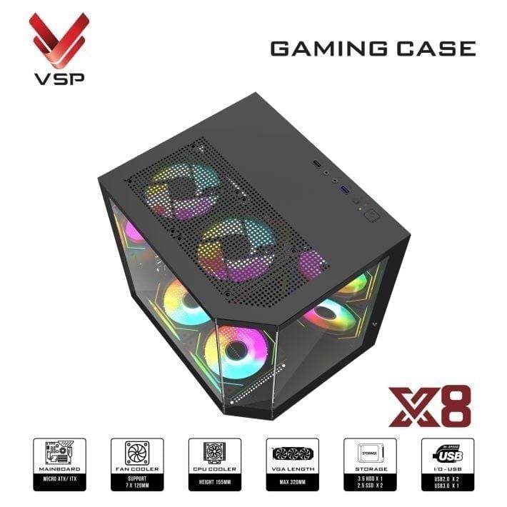 Vỏ Case VSP X8 Đen/Black | MATX (không kèm fan) 5