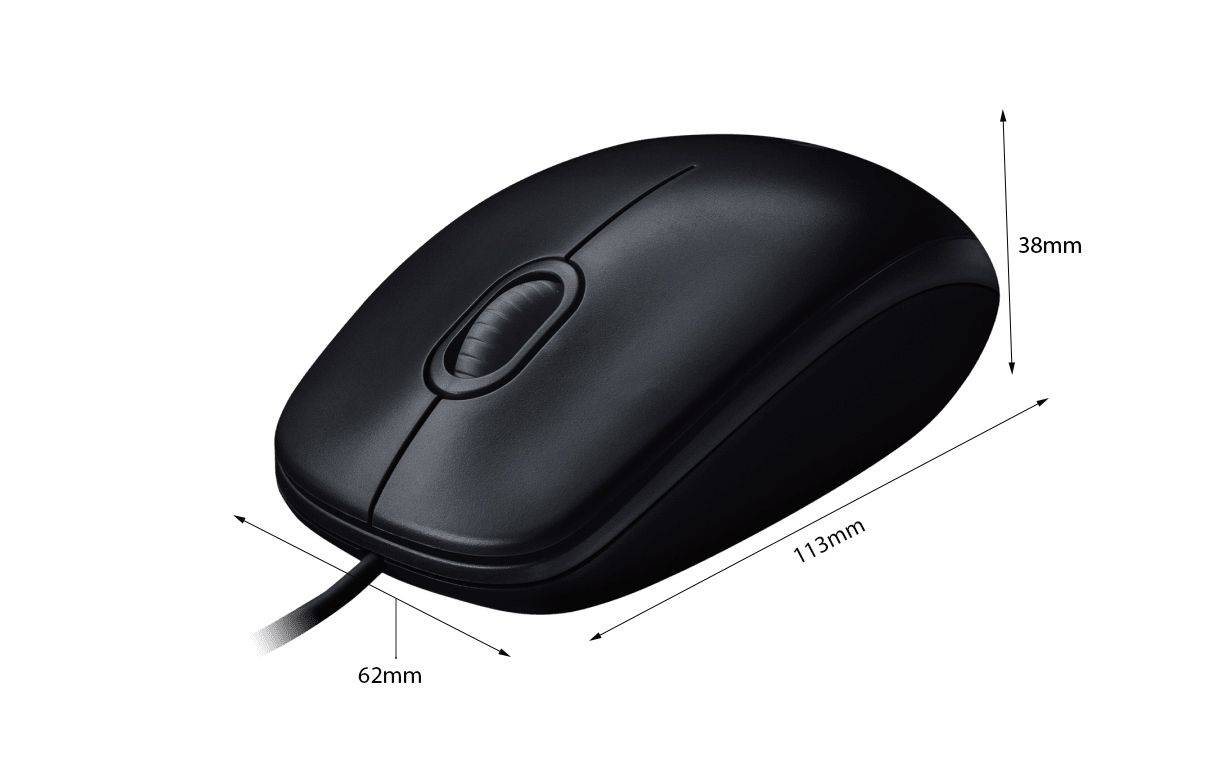 Chuột có dây Logitech B100 Đen/Black 2