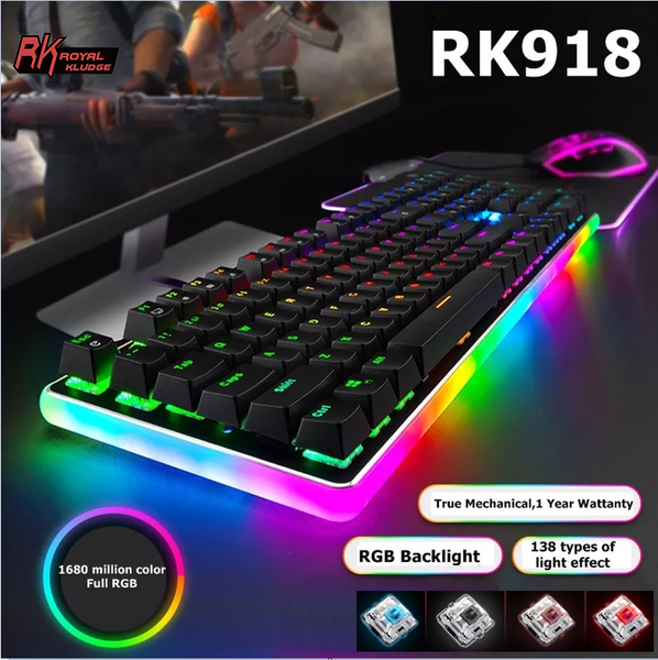 BÀN PHÍM CƠ ROYAL KLUDGE RK918 ĐEN BLUE / RED SWITCH NEW 2