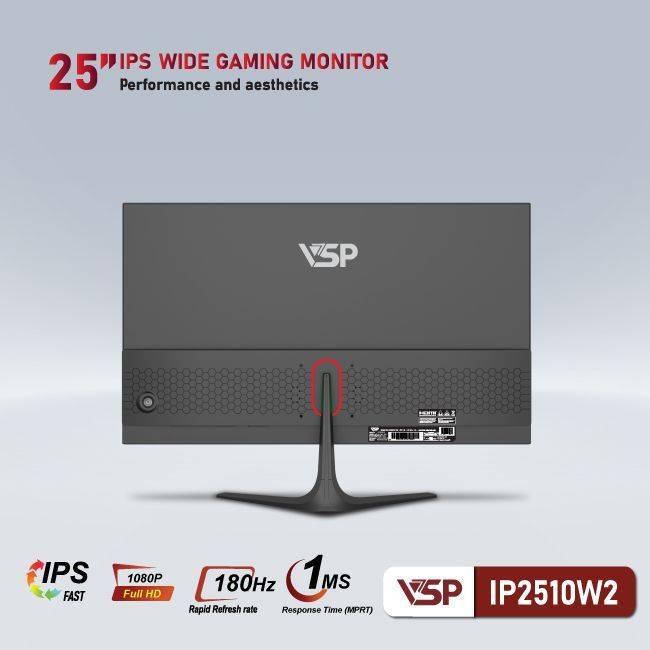 Màn hình phẳng Đen VSP IP2510W2 25'' FHD IPS 180Hz 1ms 4