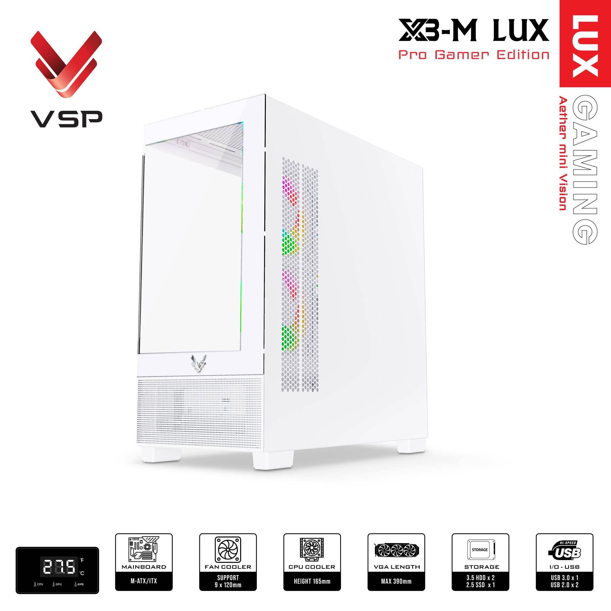 Vỏ Case VSP Aqual X3-M Lux Trắng/White | Micro-ATX 3
