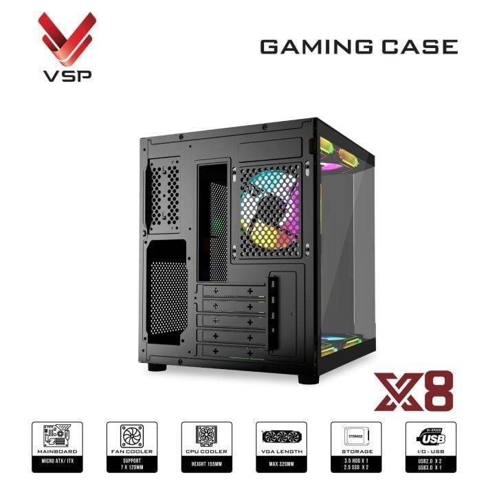 Vỏ Case VSP X8 Đen/Black | MATX (không kèm fan) 7