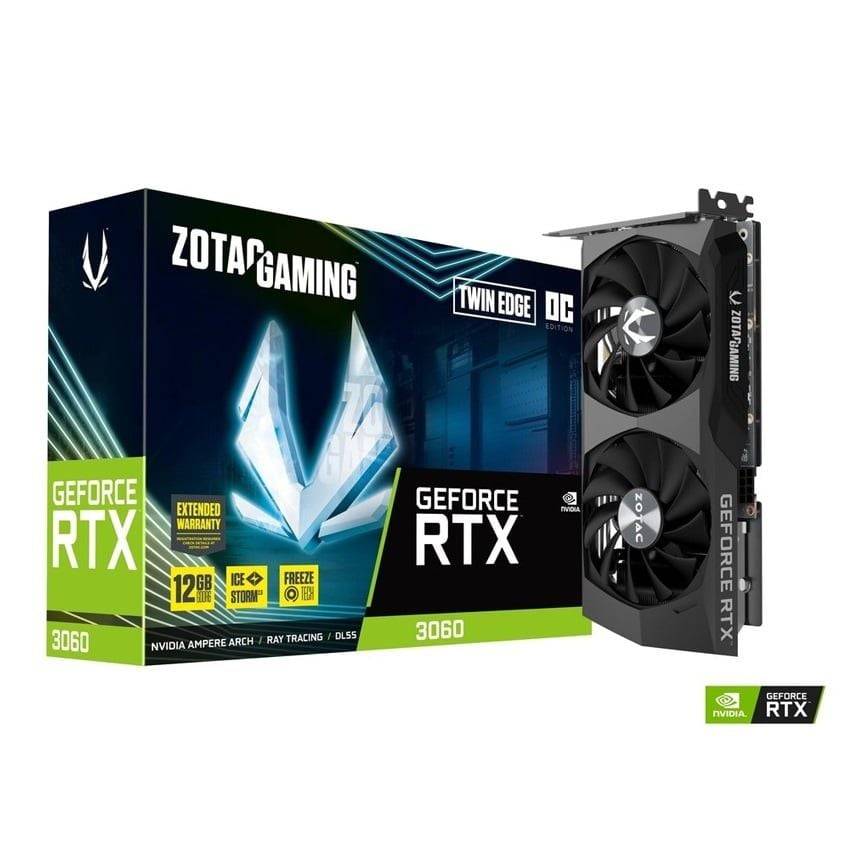Card màn hình ZOTAC GeForce RTX 3060 8G DR6 TWIN EDGE 2 FAN NEW 5