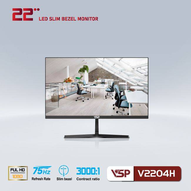 Màn hình phẳng Đen VSP V2204H 22'' FHD VA 100Hz 3ms 4