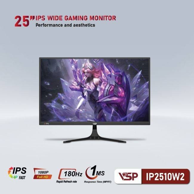 Màn hình phẳng Đen VSP IP2510W2 25'' FHD IPS 180Hz 1ms 7