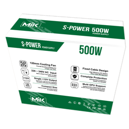 Nguồn máy tính MIK S-POWER 500W Đen/Black