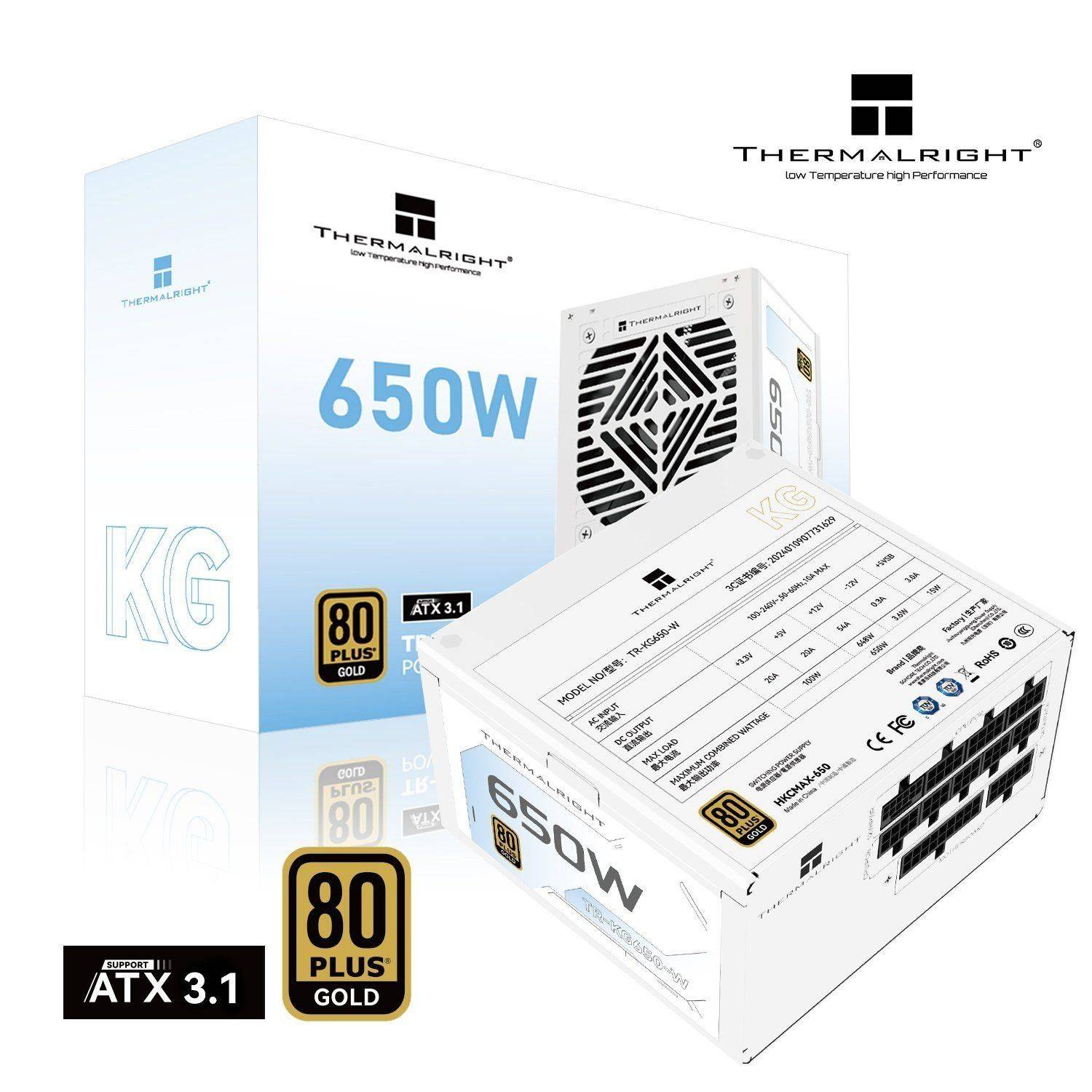 Nguồn máy tính THERMALRIGHT TR-KG650 650W 80 Plus Gold Trắng/White 8
