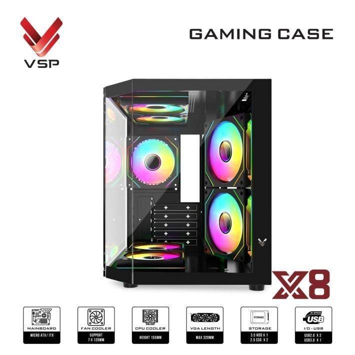 Vỏ Case VSP X8 Đen/Black | MATX (không kèm fan) 6
