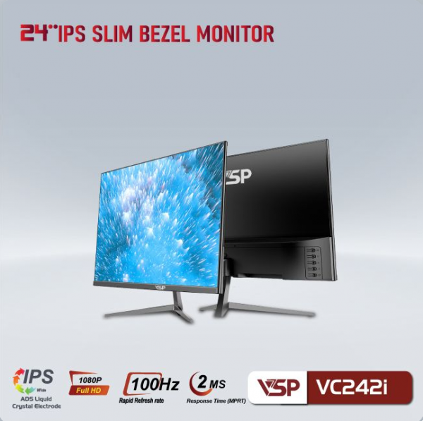 Màn hình phẳng Đen VSP VC242I 24'' FHD IPS 100Hz 2ms 2