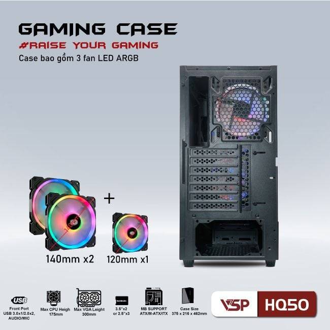 CASE VSP HQ50 BLACK (KÈM 3 FAN ) NEW 4
