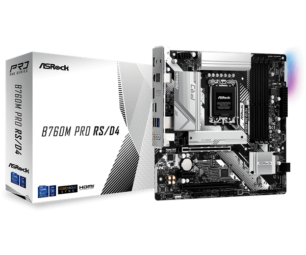 Bo mạch chủ Asrock B760M Pro RS DDR4, 4 Khe Ram 5