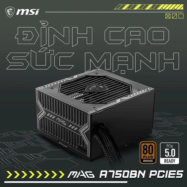 Nguồn máy tính MSI MAG A750BN 80 Plus Bronze PCIE5.0 750W - Đen/Black 10