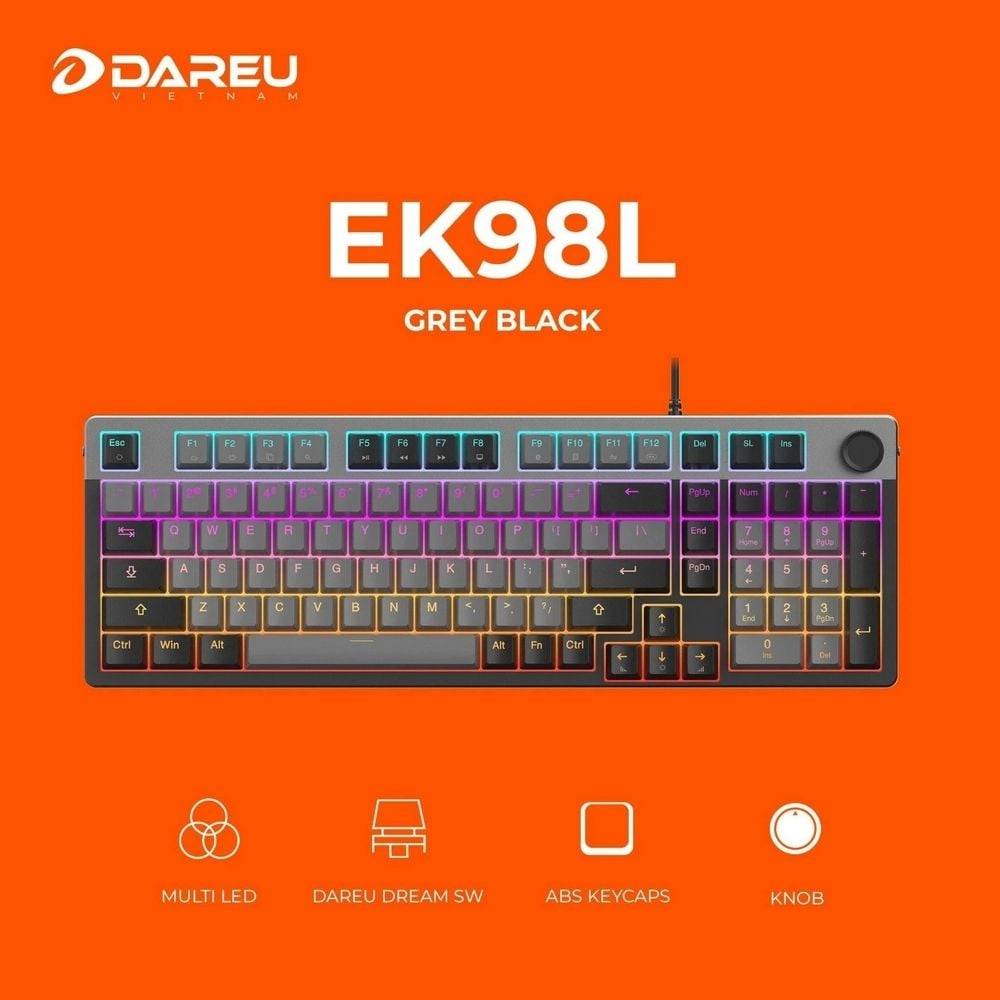 Bàn phím cơ DareU EK98L V2 Dream Switch Đen Xám/Grey Black 4