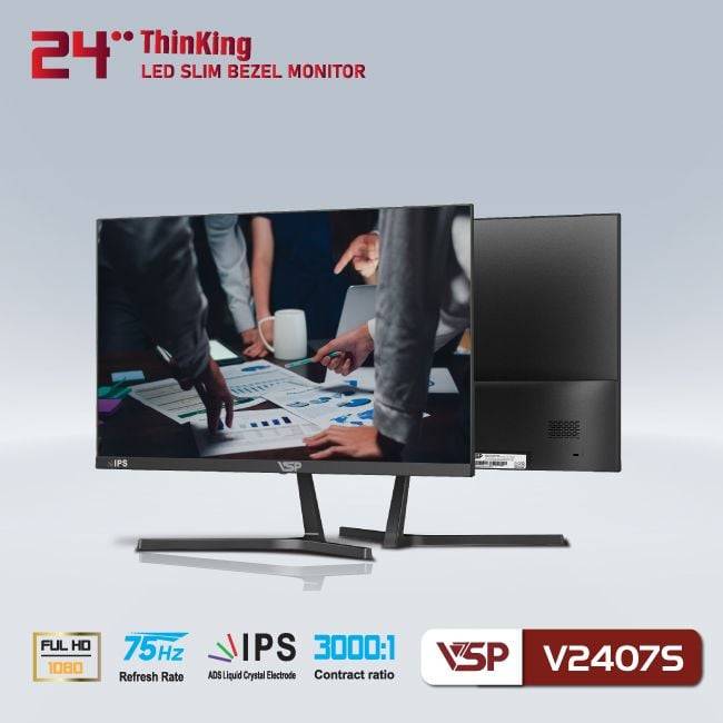 Màn hình phẳng VSP V2407S 24''/FHD/IPS/75Hz/5ms - Đen/Black 3