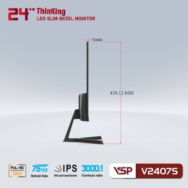 Màn hình phẳng VSP V2407S 24''/FHD/IPS/75Hz/5ms - Đen/Black 2