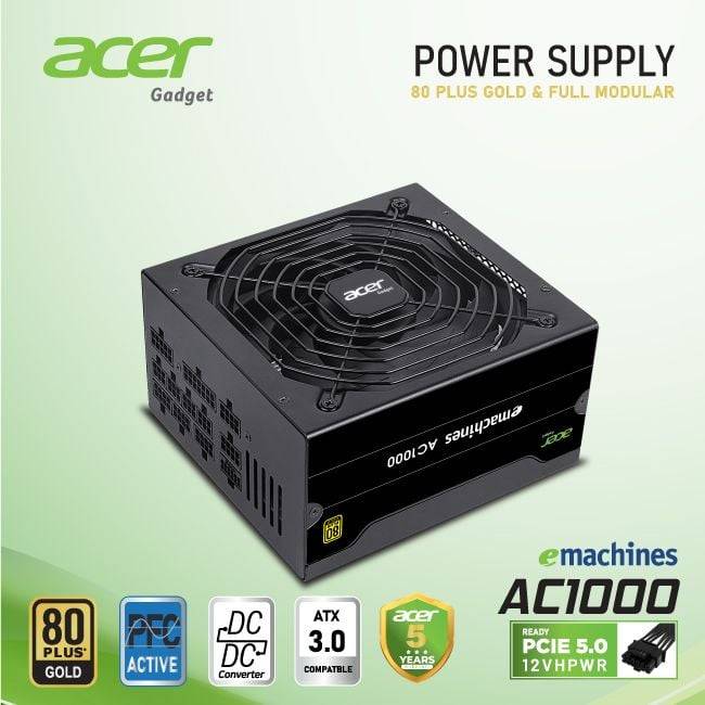 Nguồn máy tính ACER Full Modular 80 Plus Gold PCIE 5.0 1000W Đen/Black 3