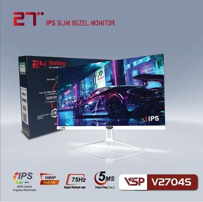 Màn hình VSP V2704S Trắng | 27 inch, Full HD, IPS, 75Hz, 5ms, phẳng 4