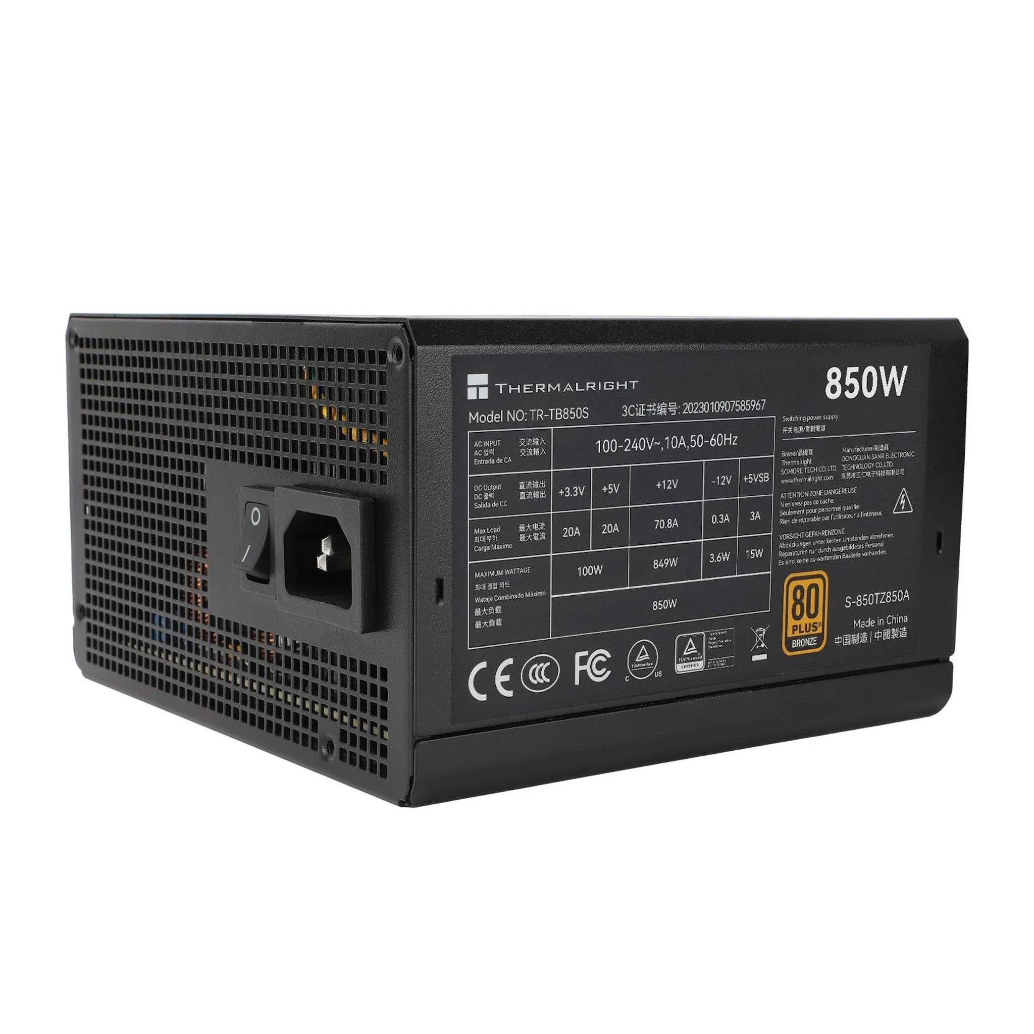 Nguồn Thermalright TB-850S - Đen, nhập khẩu | 80 Plus Bronze, ATX 3.0, PCIE 5.0 4