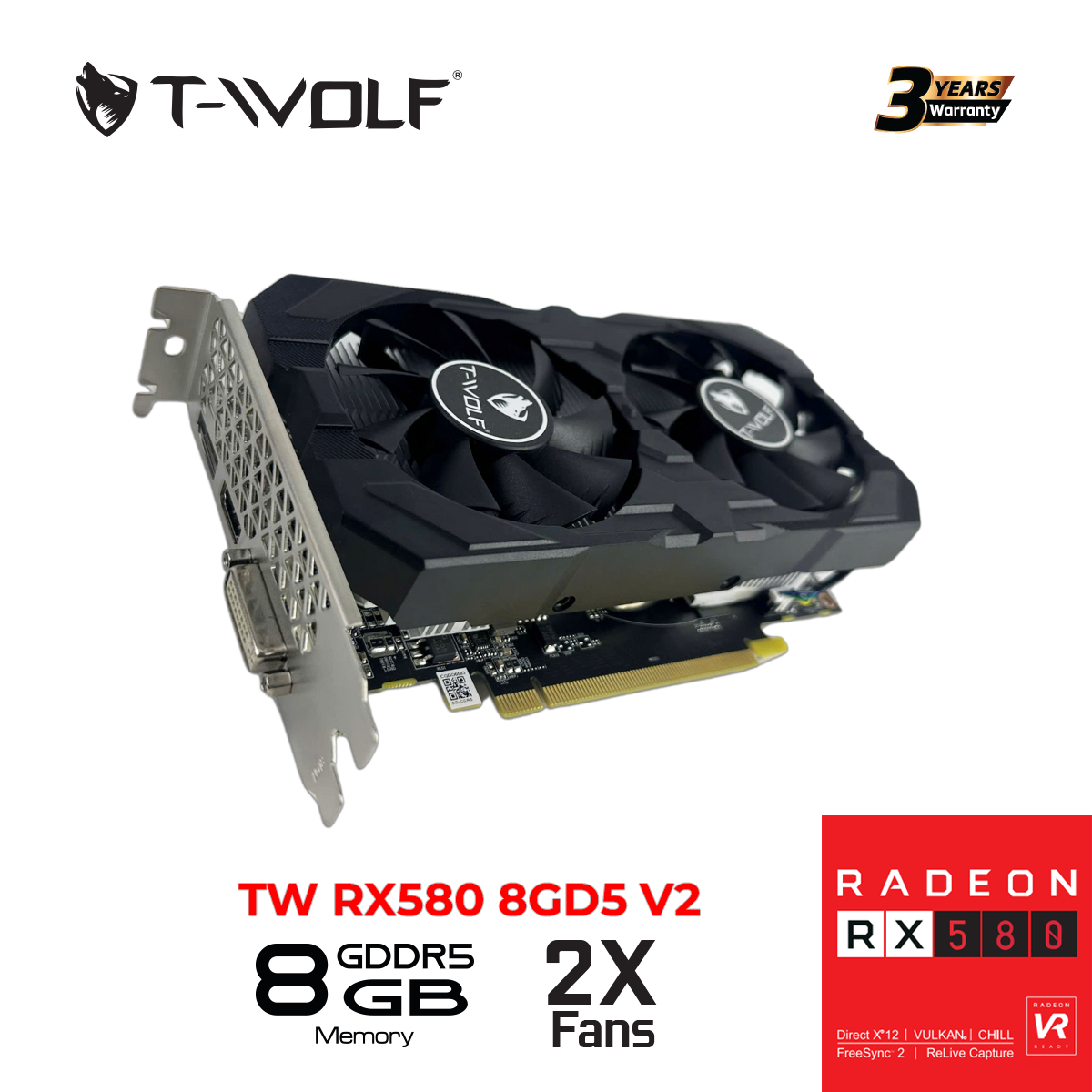 Card màn hình T-WOLF RX 580 8GB GDDR5 (V2) 2