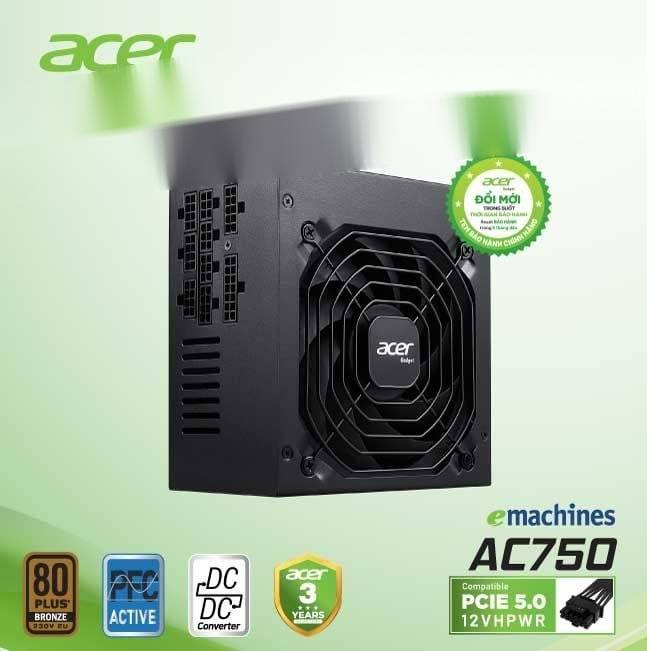 Nguồn Acer AC750 | 80 plus bronze, full modular 2