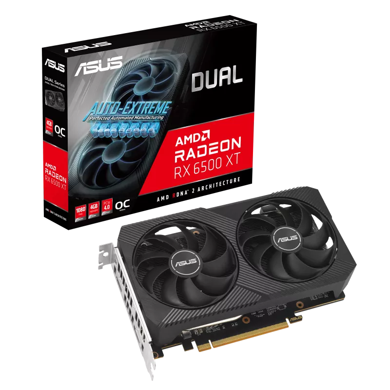 Card màn hình ASUS Dual Radeon™ RX 6500 XT OC Edition (DUAL-RX6500XT-O4G-V2)