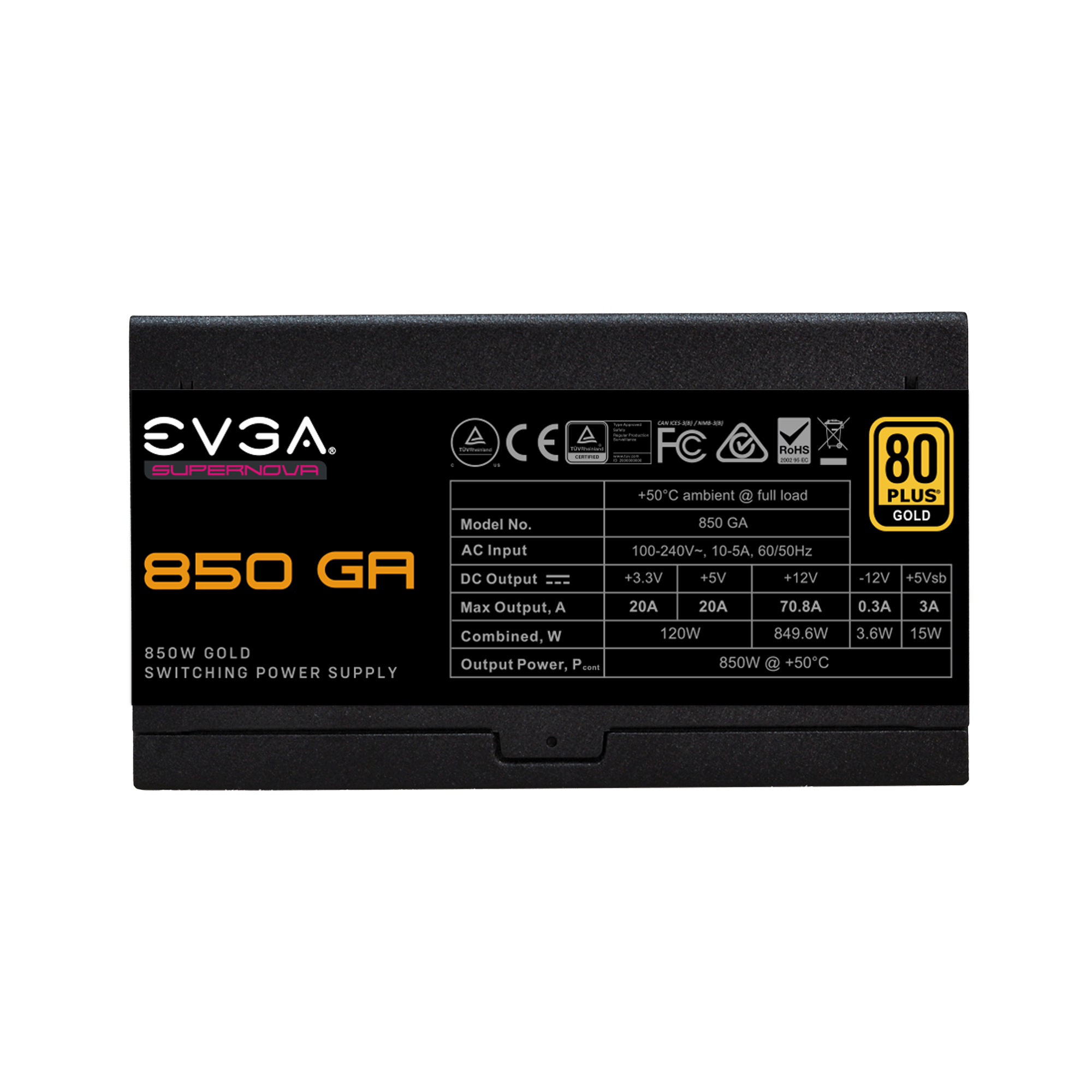 Nguồn EVGA SuperNova 850W GA | 80 Plus Gold, Full Modular