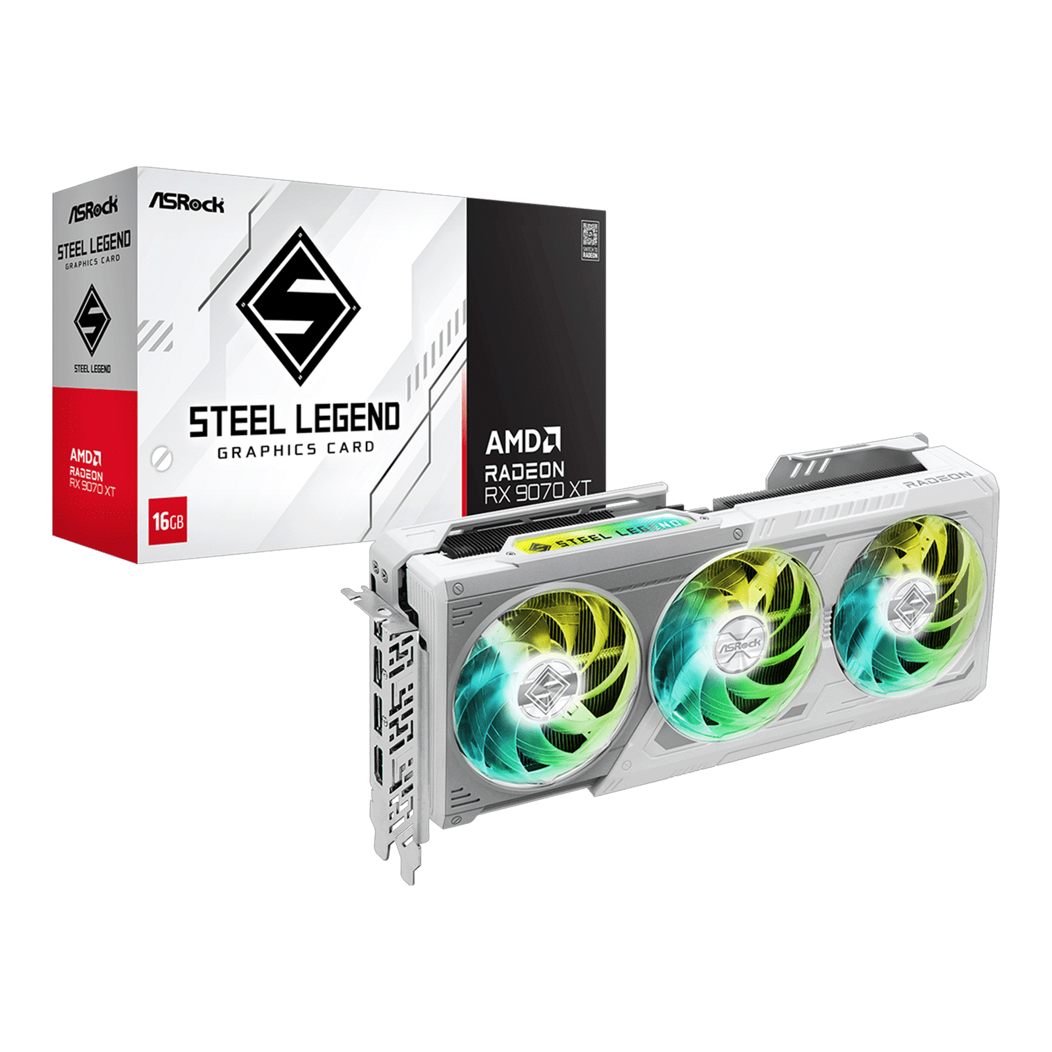 Card màn hình ASRock AMD RX 9070 XT 16G Steel Legend 6