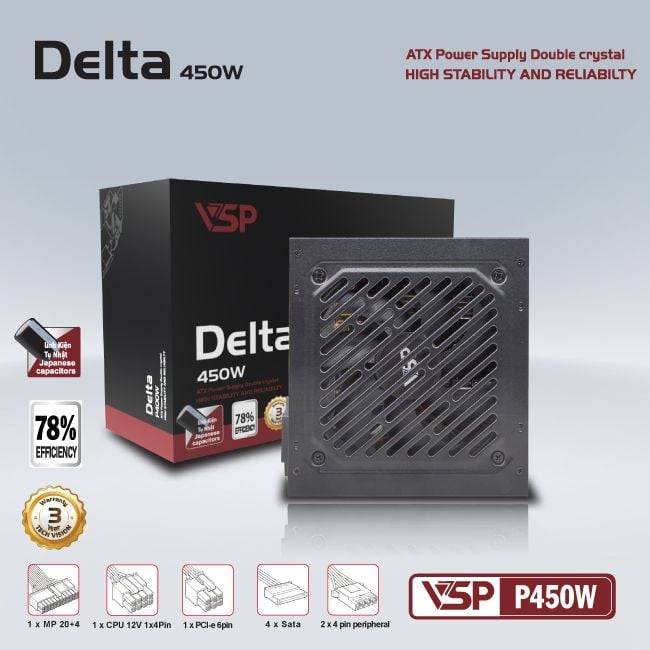 Nguồn VSP Delta P450W | 450W, ATX 3