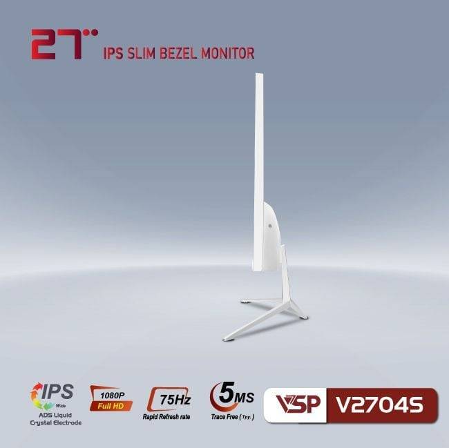 Màn hình VSP V2704S Trắng | 27 inch, Full HD, IPS, 75Hz, 5ms, phẳng 3