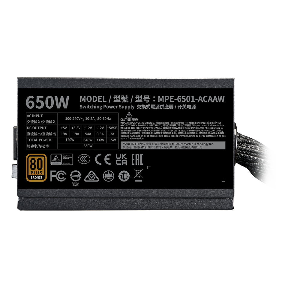 Nguồn Cooler Master MWE Bronze 650 V3 (MPE-6501-ACAAW-3B) 3