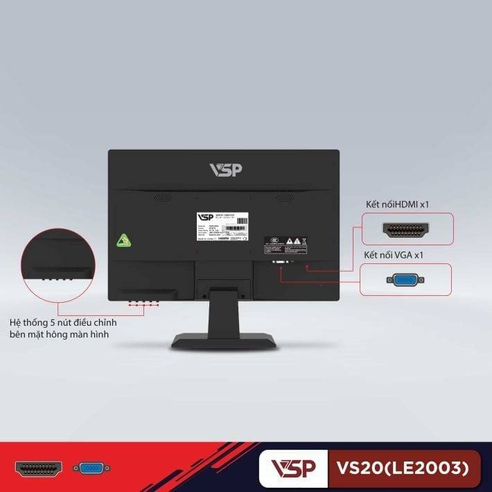Màn hình văn phòng VSP 20 VS20 (LE2003) | 19.5 inch, TN, 75Hz, 7ms, phẳng, đen 3