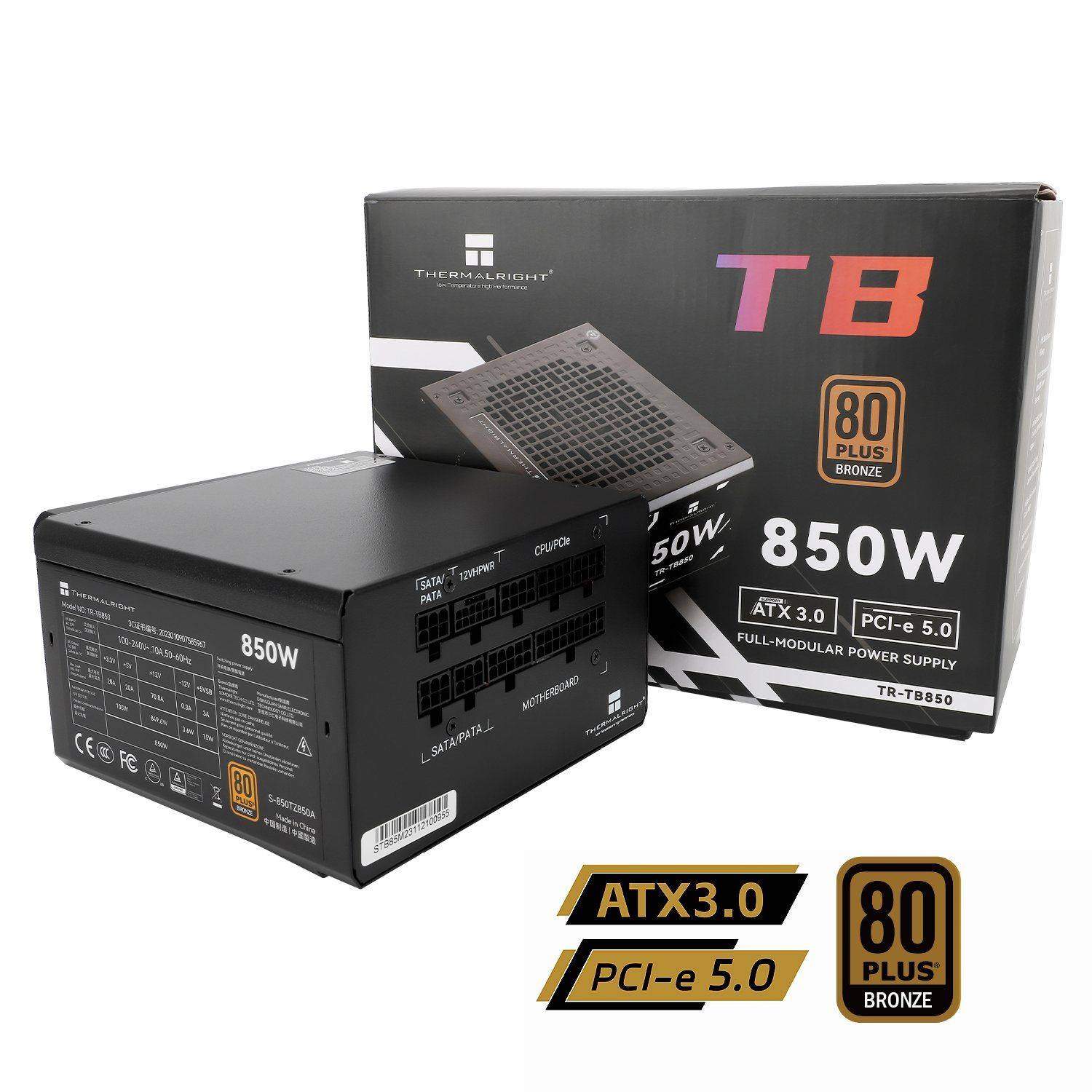 Nguồn Thermalright TB-850 - Đen, nhập khẩu | 850W, 80 Plus Bronze, Full Modular 4