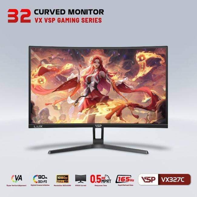 Màn hình Gaming VSP VX327C | 31.5 inch, Full HD, VA, 165Hz, 0.5ms, cong 3