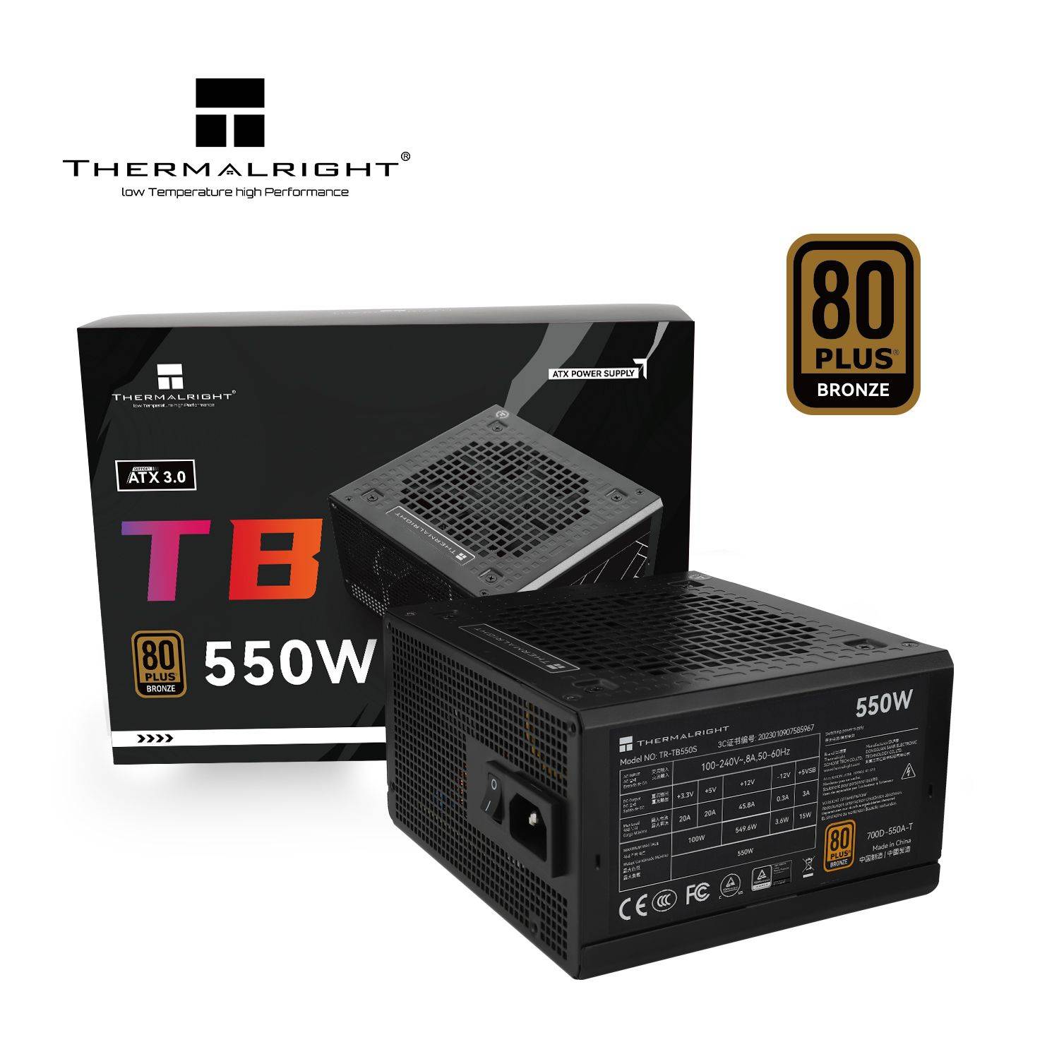 Nguồn máy tính Thermalright TB-550S nhập khẩu - Đen | 550W, 80 Plus Bronze, ATX 3.0 2