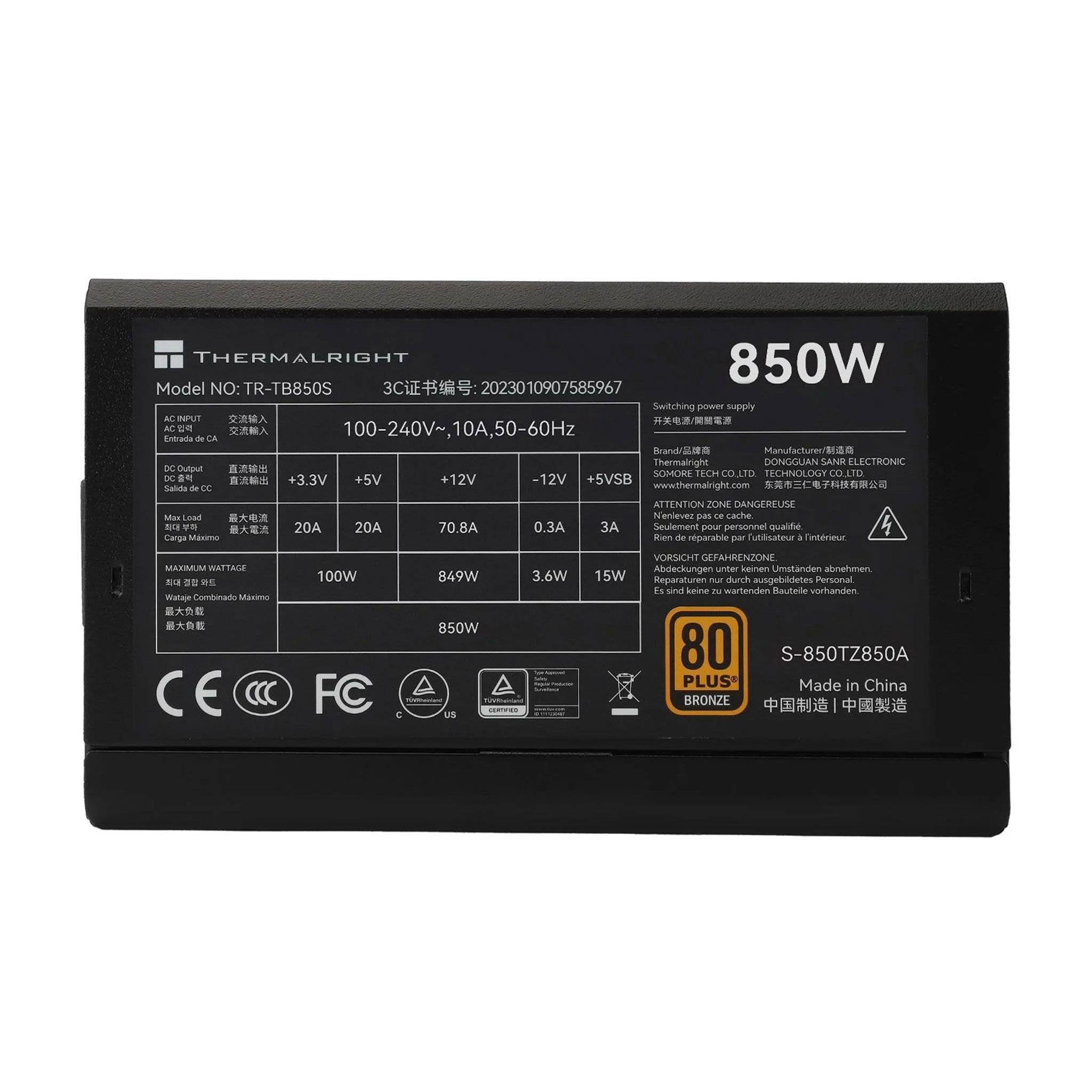 Nguồn Thermalright TB-850S - Đen, nhập khẩu | 80 Plus Bronze, ATX 3.0, PCIE 5.0 5