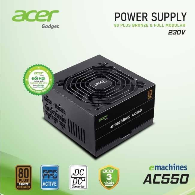 Nguồn Acer AC550 | 80 plus bronze, full modular 2