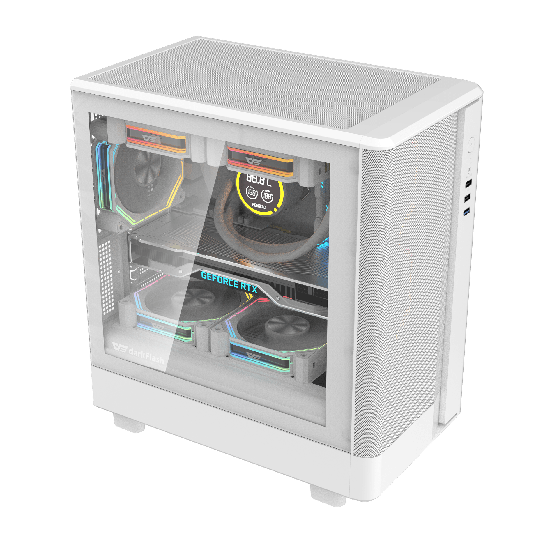 Thùng máy Case DarkFlash DB330M M-ATX | Mặt lưới, trắng 2