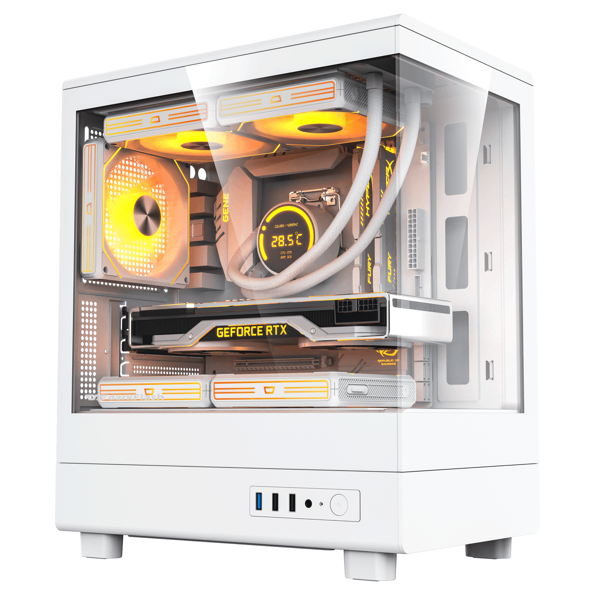 Thùng máy Case DarkFlash DB330M M-ATX | Mặt kính, trắng 4