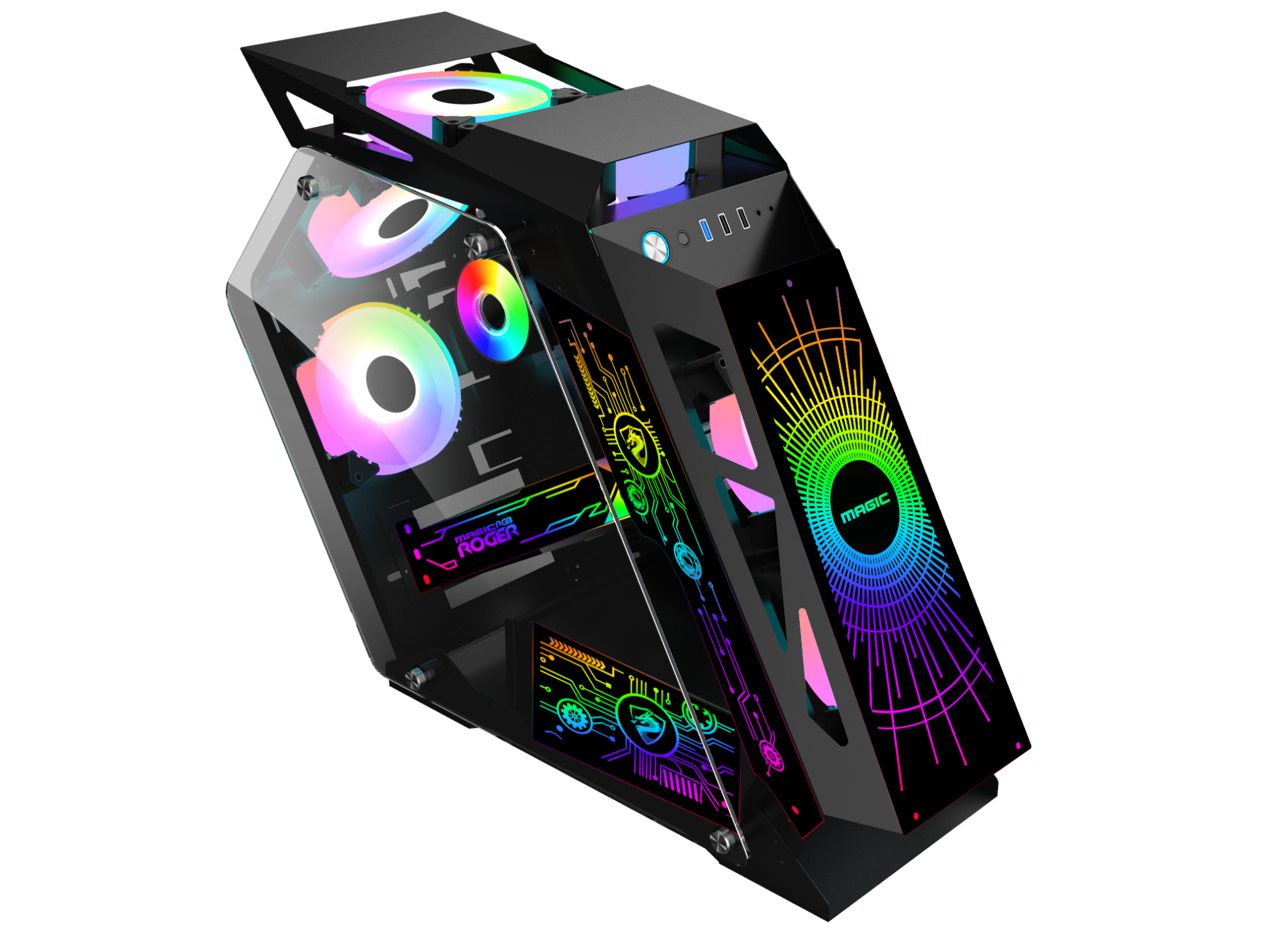 Thùng máy Magic Roger RGB M-ATX | Black, không kèm fan