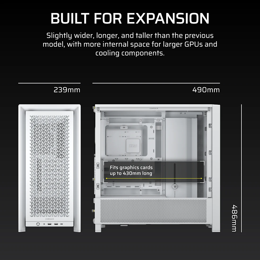 Thùng máy Corsair Frame 4000D Modular Mid Tower - White (CC-9011291-WW) 8